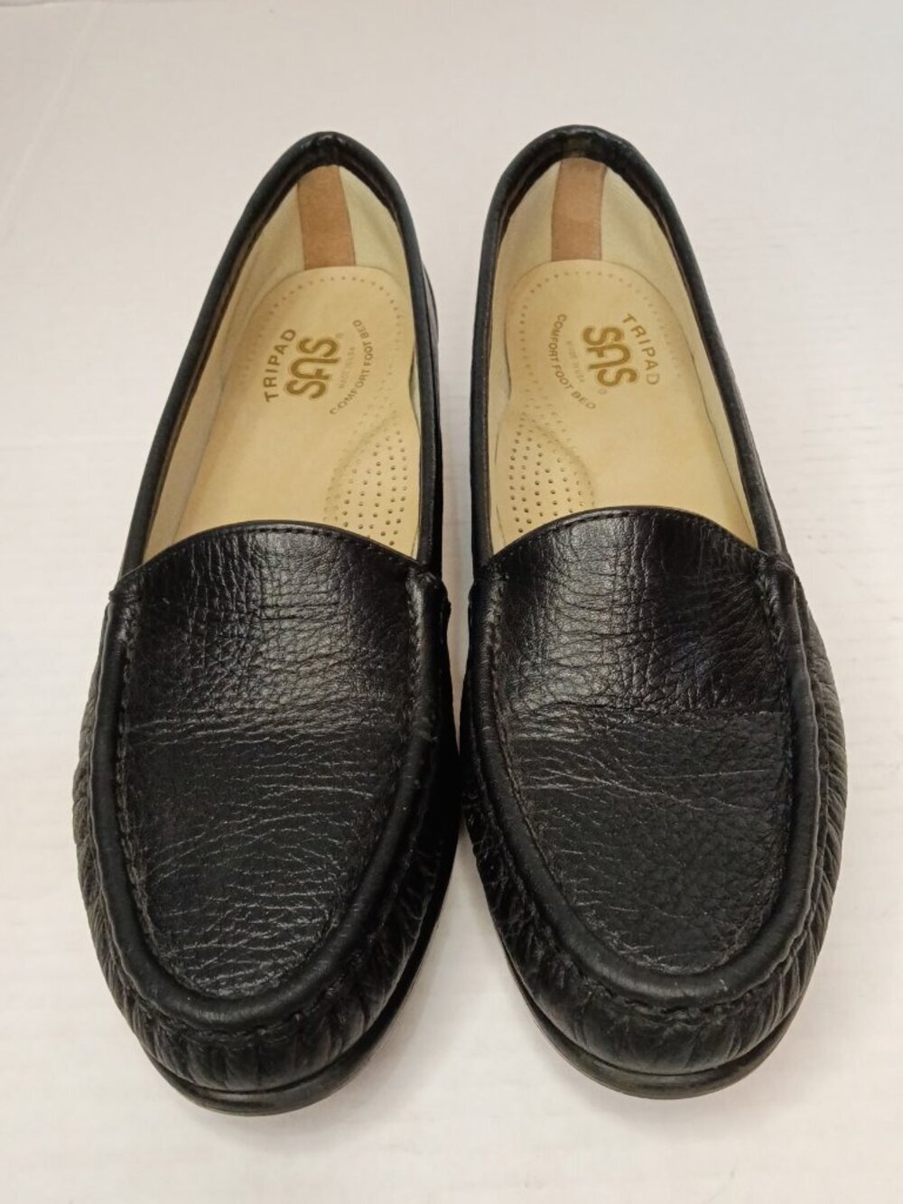 SAS Simplify Black Leather Slip On Loafers Women's Size 8 Slim